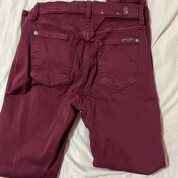 7 For All Mankind High Waist Ankle Red Skinny Jeans - Picture 7 of 11